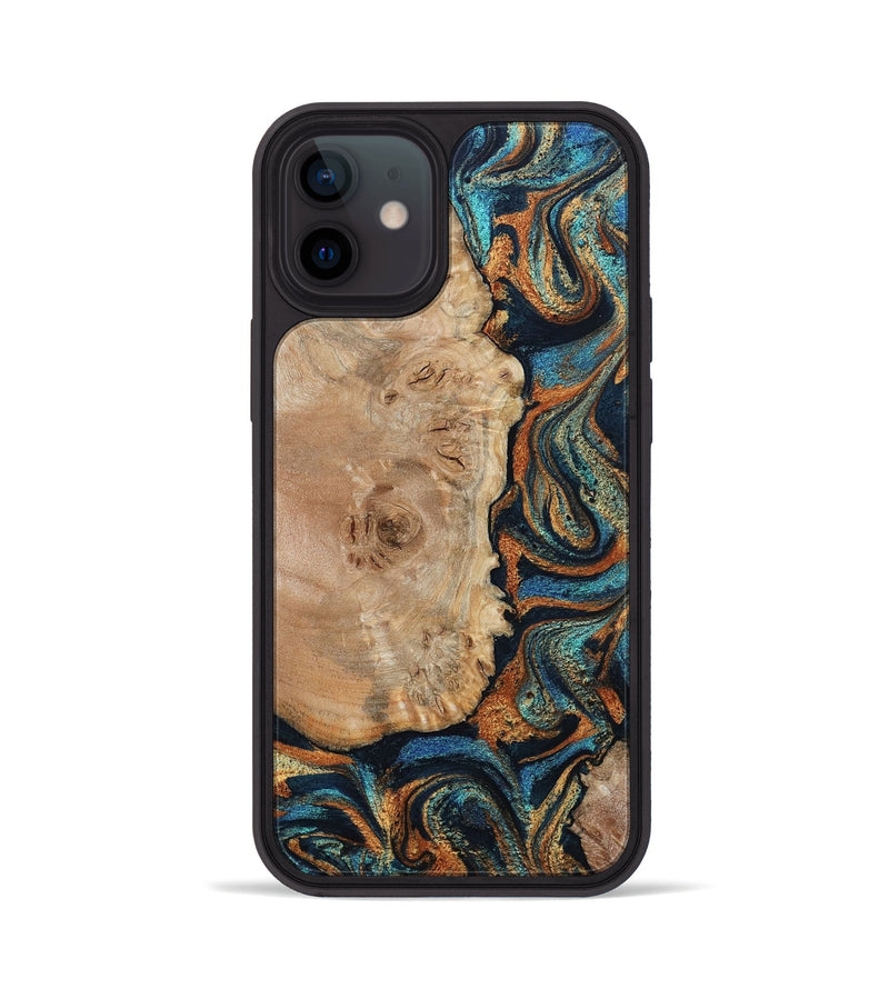 iPhone 12 Wood Phone Case - Tobias (Teal & Gold, 798692)