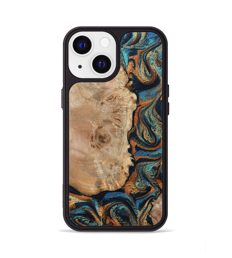 iPhone 13 Wood Phone Case - Tobias (Teal & Gold, 798692)