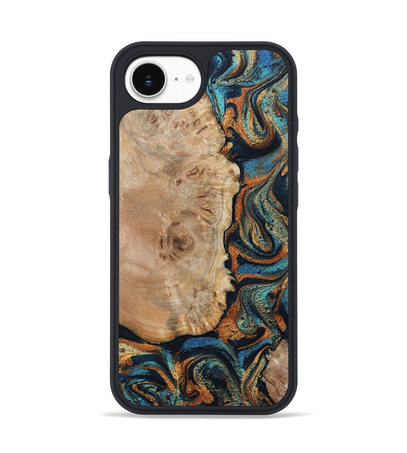 iPhone 16e Wood Phone Case - Tobias (Teal & Gold, 798692)