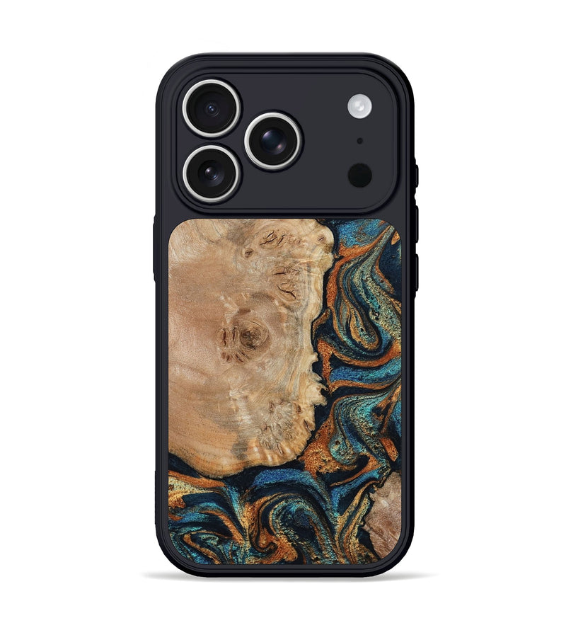 iPhone 17 Pro Wood Phone Case - Tobias (Teal & Gold, 798692)