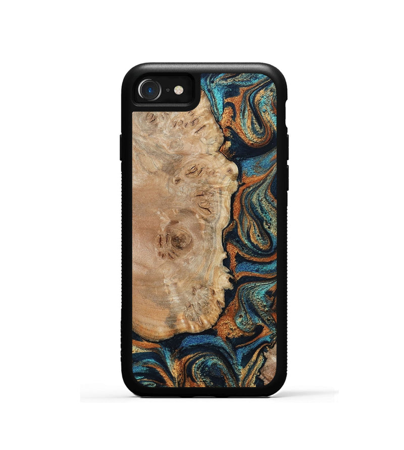 iPhone SE Wood Phone Case - Tobias (Teal & Gold, 798692)