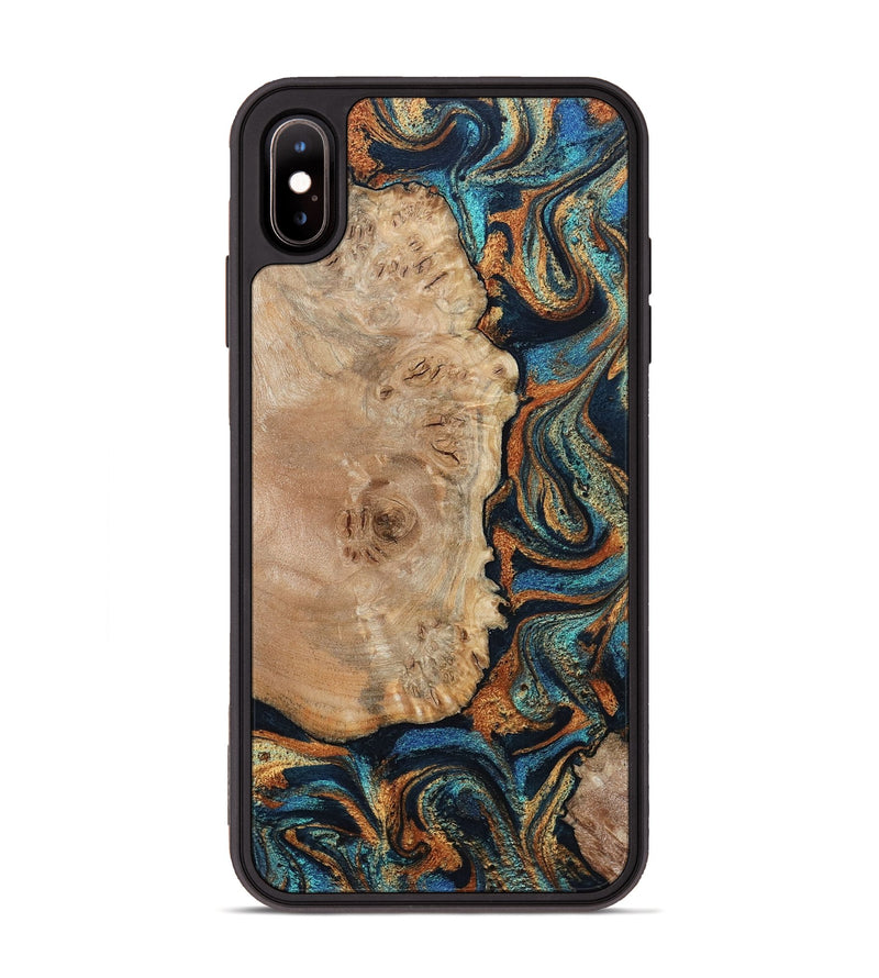 iPhone Xs Max Wood Phone Case - Tobias (Teal & Gold, 798692)