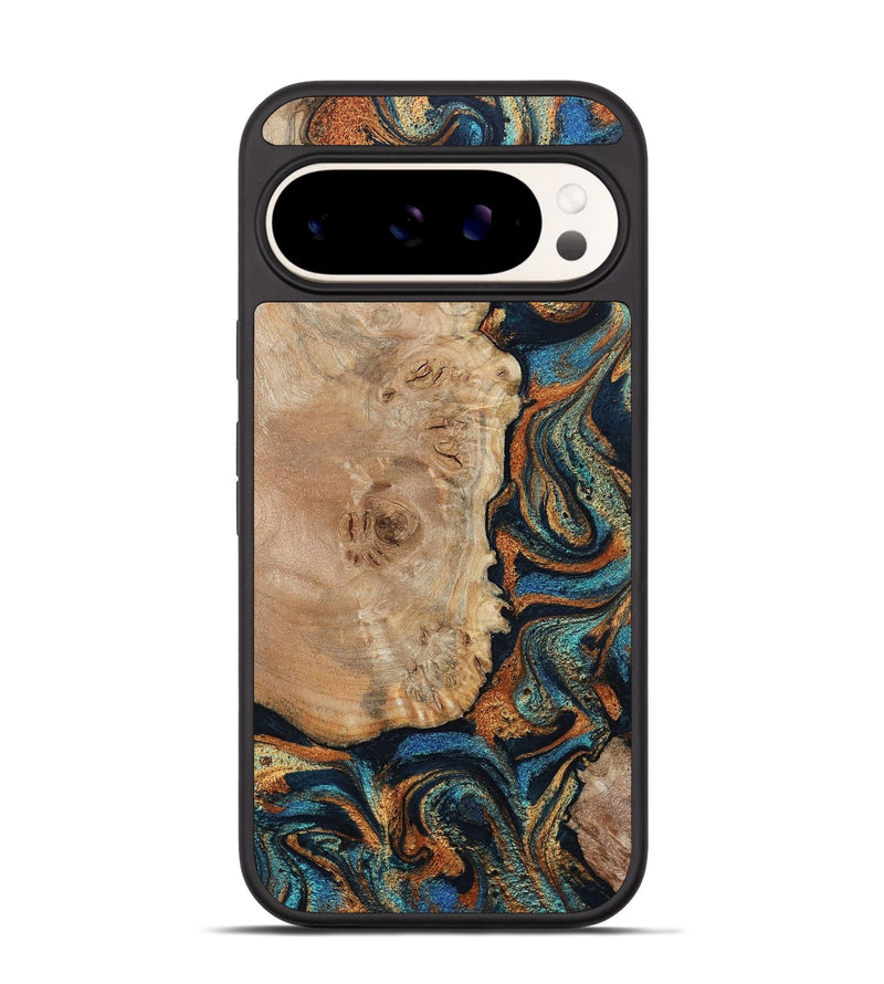 Pixel 9 Wood Phone Case - Tobias (Teal & Gold, 798692)