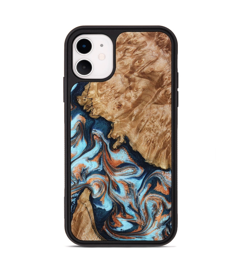 iPhone 11 Wood Phone Case - Alonzo (Teal & Gold, 798693)