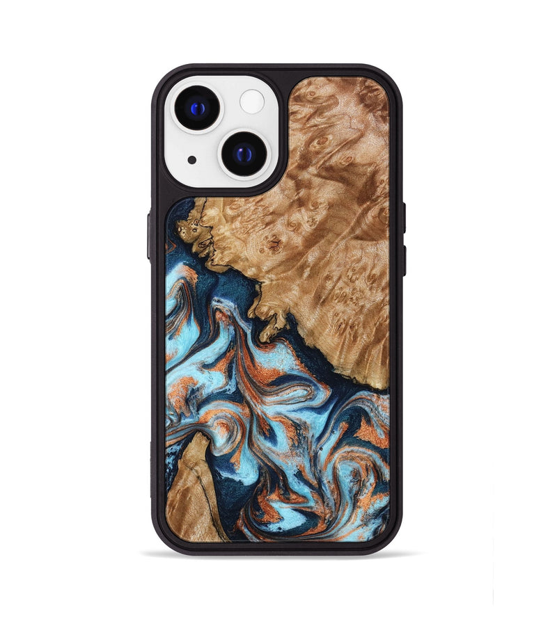 iPhone 13 Wood Phone Case - Alonzo (Teal & Gold, 798693)