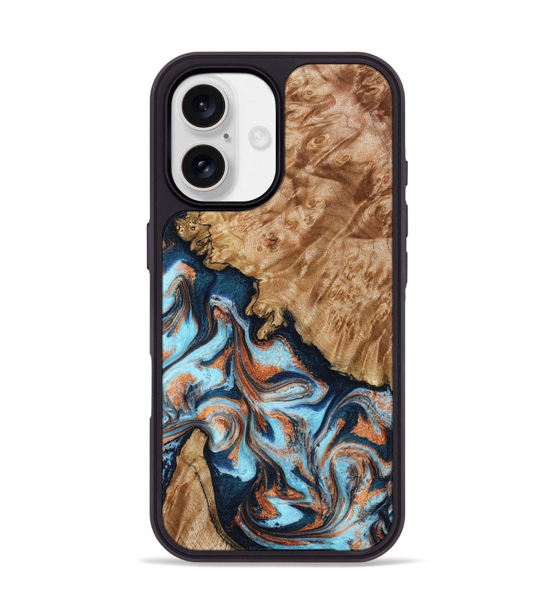 iPhone 17 Wood Phone Case - Alonzo (Teal & Gold, 798693)