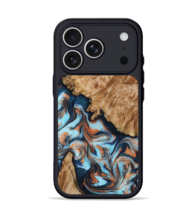 iPhone 17 Pro Wood Phone Case - Alonzo (Teal & Gold, 798693)