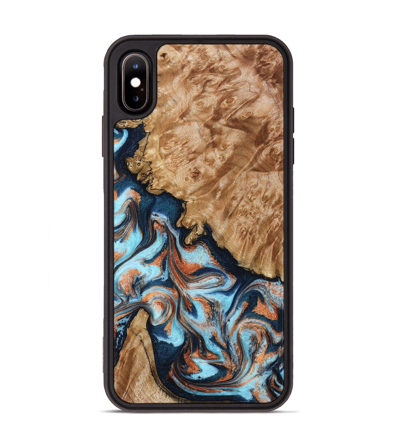 iPhone Xs Max Wood Phone Case - Alonzo (Teal & Gold, 798693)