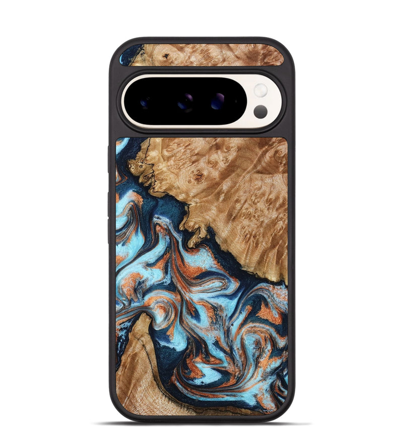 Pixel 9 Pro Wood Phone Case - Alonzo (Teal & Gold, 798693)