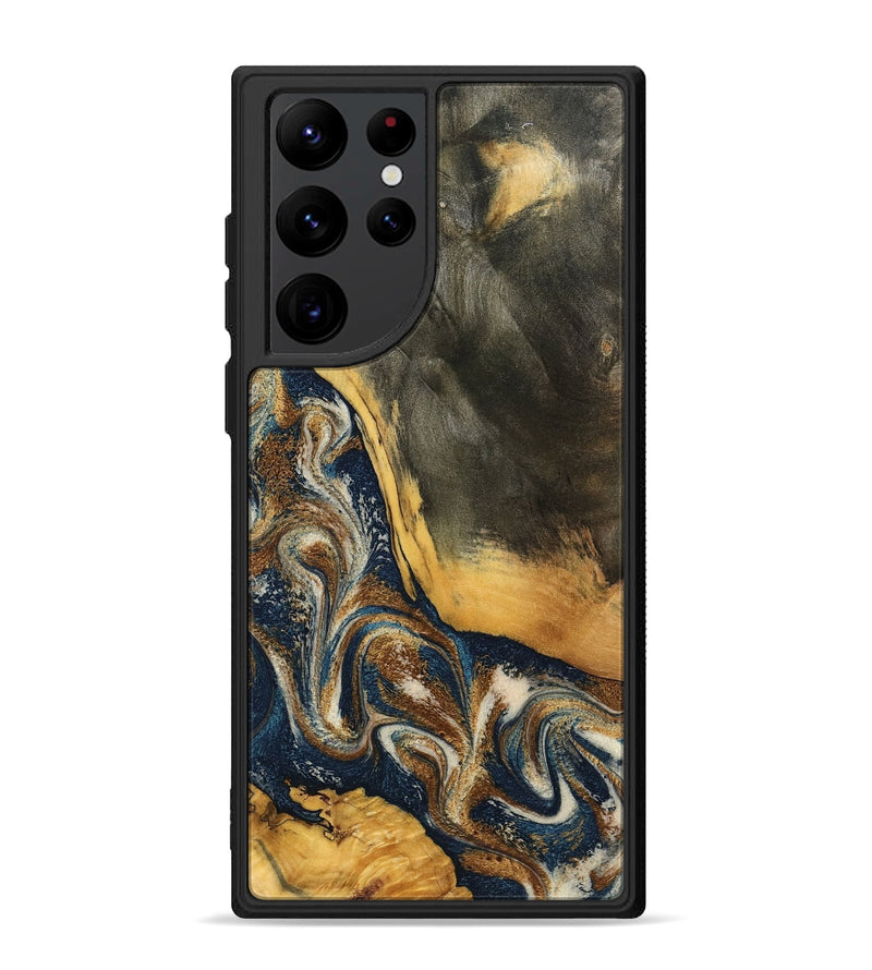 Galaxy S22 Ultra Wood Phone Case - Brylee (Teal & Gold, 798694)