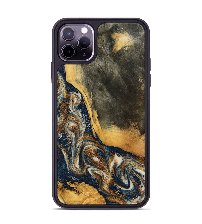 iPhone 11 Pro Max Wood Phone Case - Brylee (Teal & Gold, 798694)