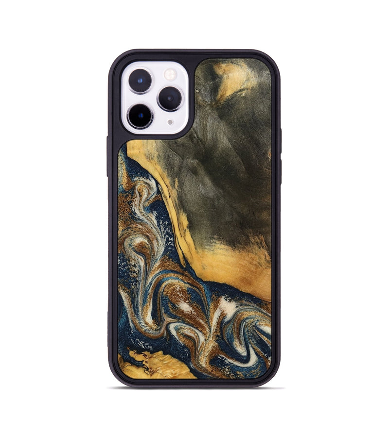iPhone 11 Pro Wood Phone Case - Brylee (Teal & Gold, 798694)