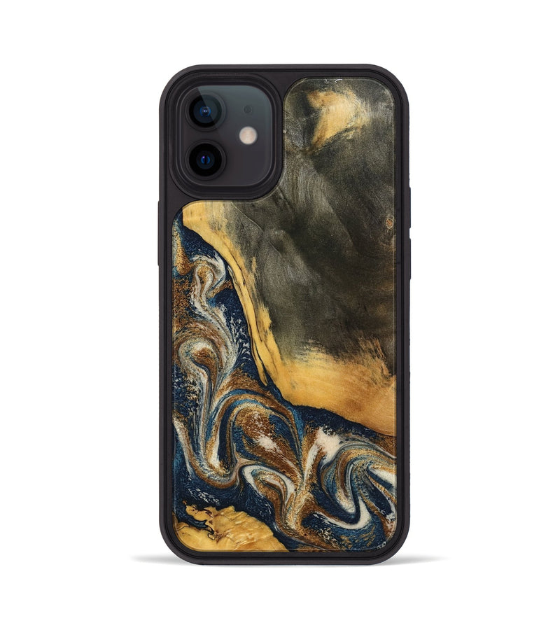 iPhone 12 Wood Phone Case - Brylee (Teal & Gold, 798694)
