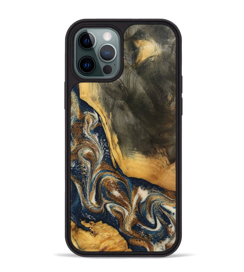 iPhone 12 Pro Max Wood Phone Case - Brylee (Teal & Gold, 798694)