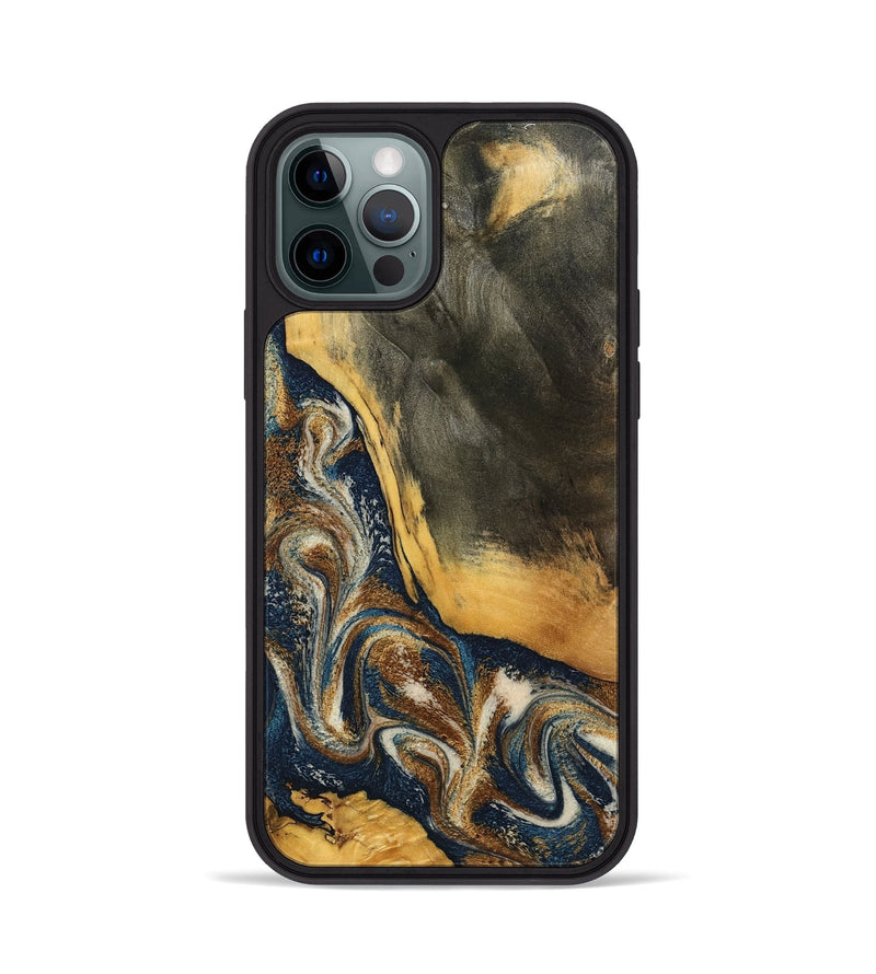 iPhone 12 Pro Wood Phone Case - Brylee (Teal & Gold, 798694)