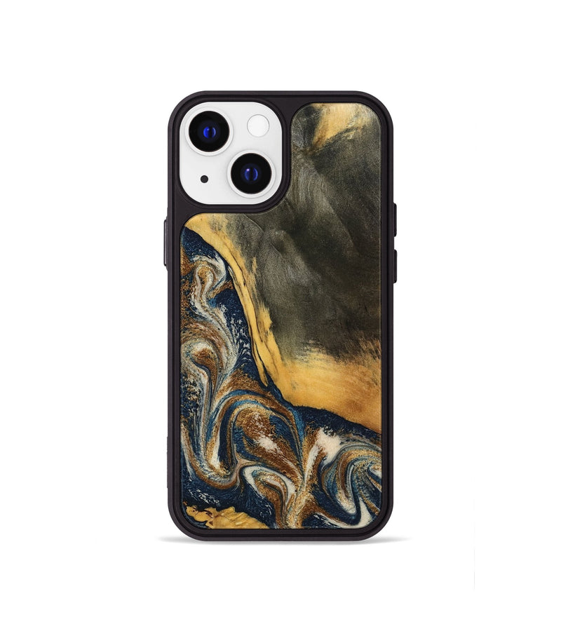 iPhone 13 mini Wood Phone Case - Brylee (Teal & Gold, 798694)