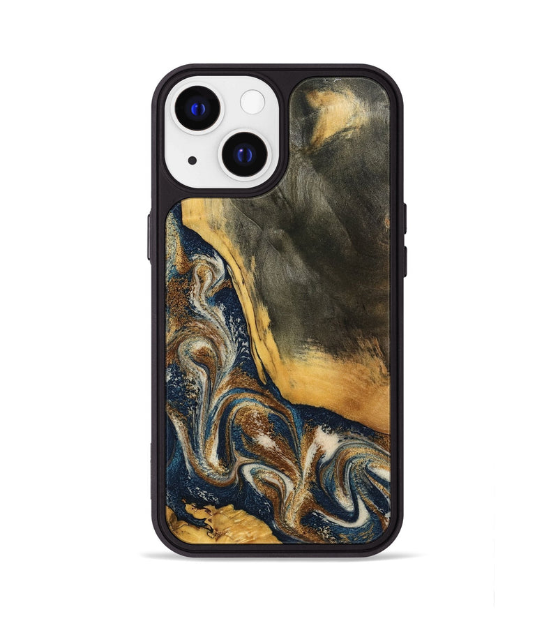 iPhone 13 Wood Phone Case - Brylee (Teal & Gold, 798694)