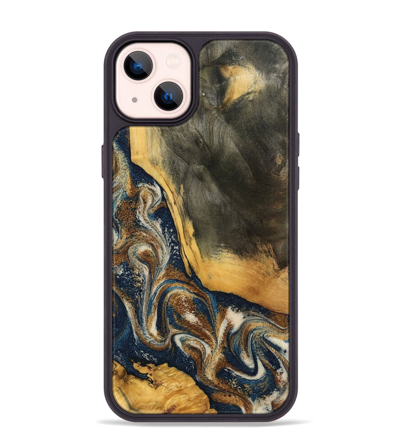 iPhone 14 Plus Wood Phone Case - Brylee (Teal & Gold, 798694)