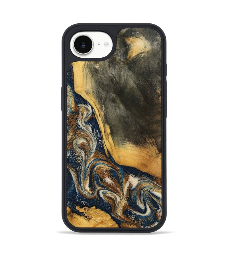 iPhone 16e Wood Phone Case - Brylee (Teal & Gold, 798694)