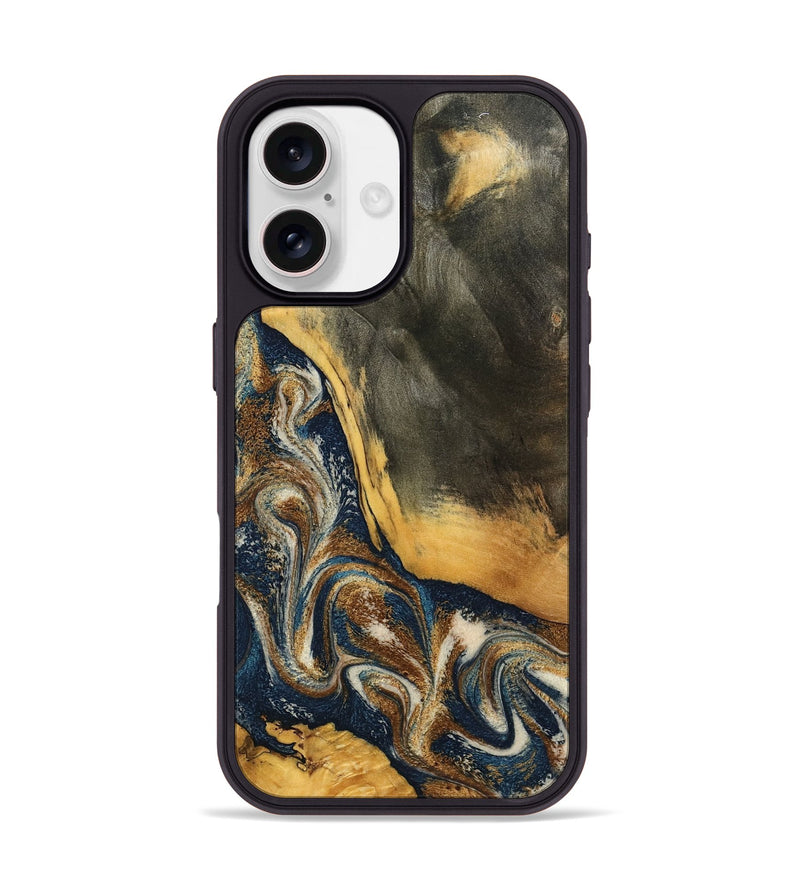 iPhone 17 Wood Phone Case - Brylee (Teal & Gold, 798694)