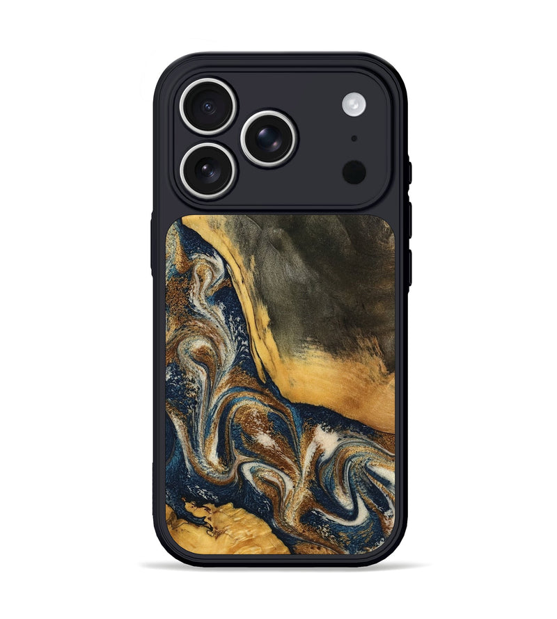 iPhone 17 Pro Wood Phone Case - Brylee (Teal & Gold, 798694)