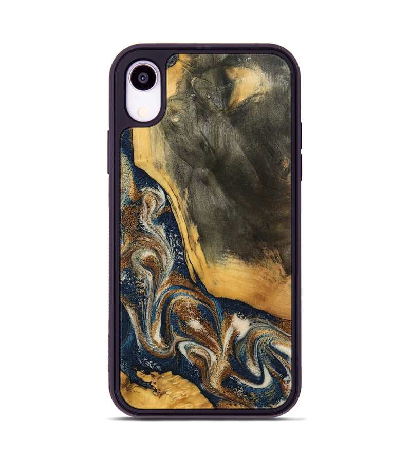 iPhone Xr Wood Phone Case - Brylee (Teal & Gold, 798694)