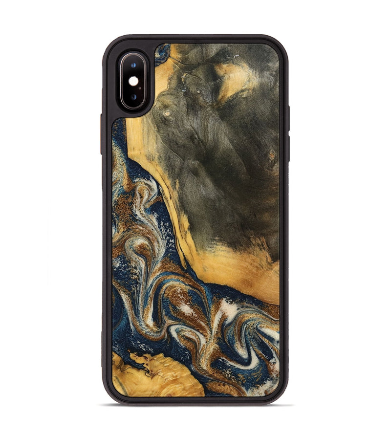 iPhone Xs Max Wood Phone Case - Brylee (Teal & Gold, 798694)