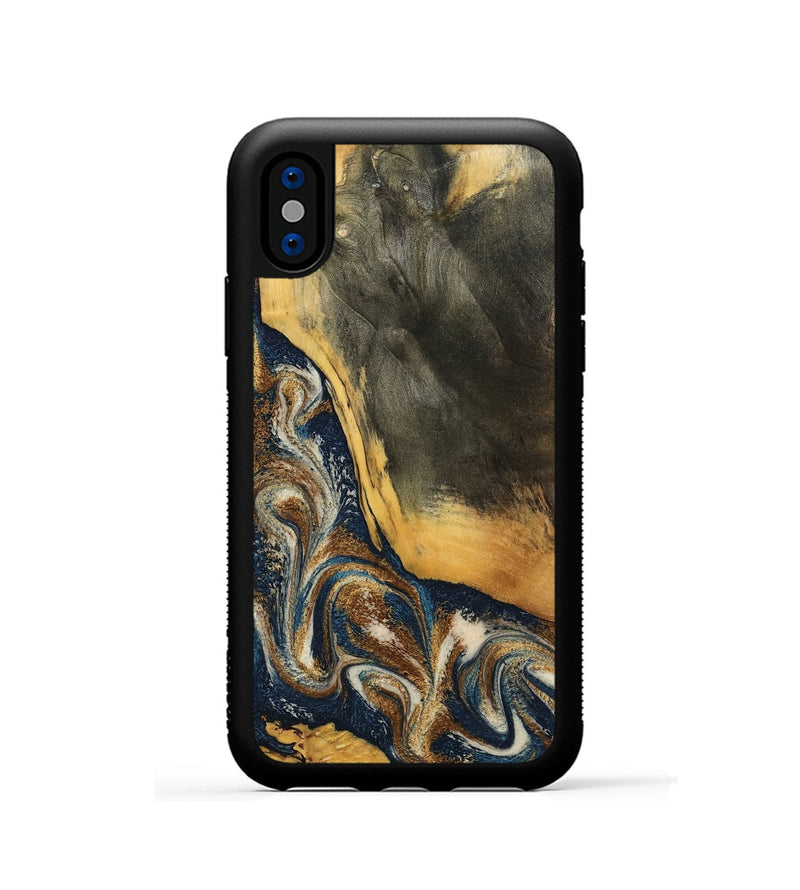 iPhone Xs Wood Phone Case - Brylee (Teal & Gold, 798694)