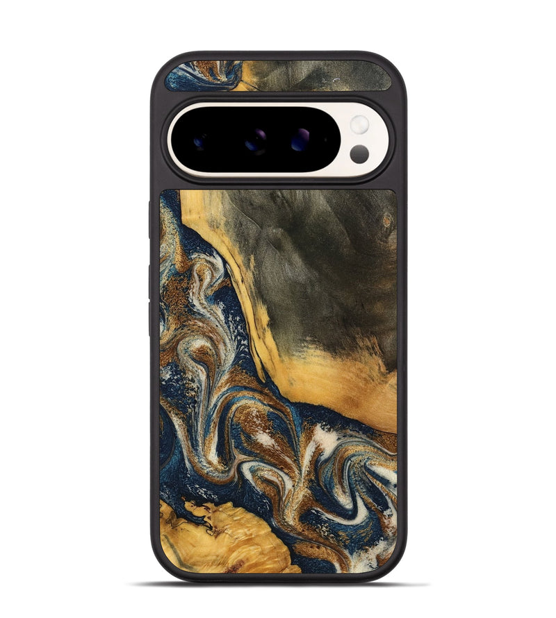 Pixel 9 Wood Phone Case - Brylee (Teal & Gold, 798694)