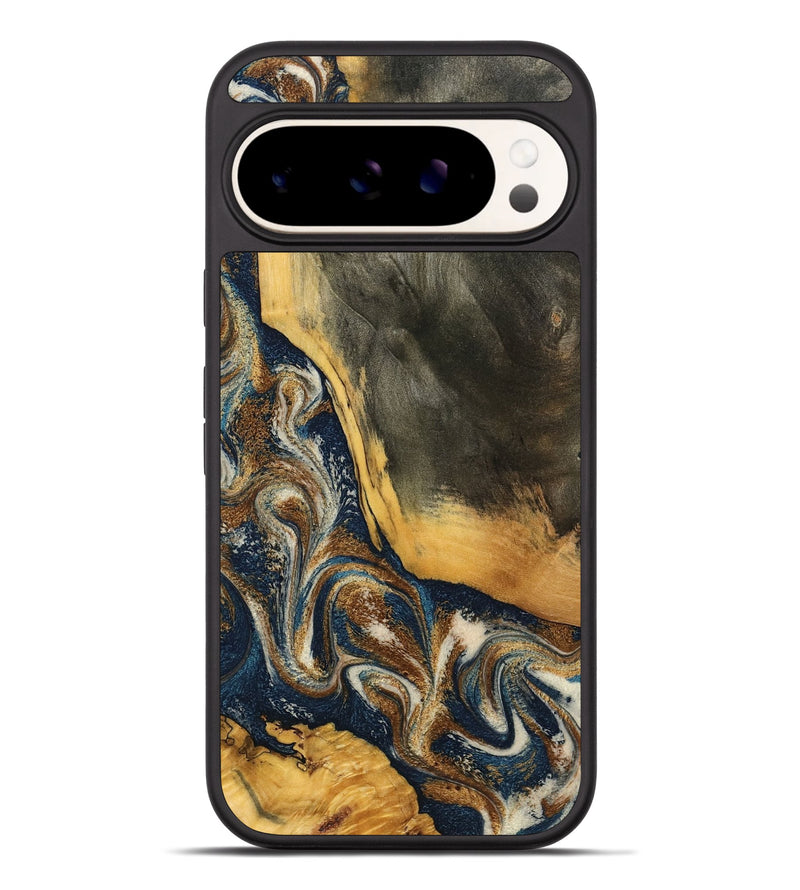 Pixel 9 Pro XL Wood Phone Case - Brylee (Teal & Gold, 798694)