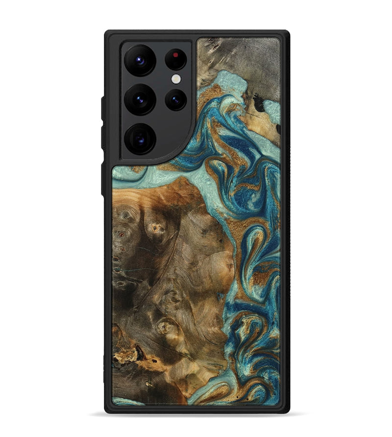 Galaxy S22 Ultra Wood Phone Case - Bowen (Teal & Gold, 798695)