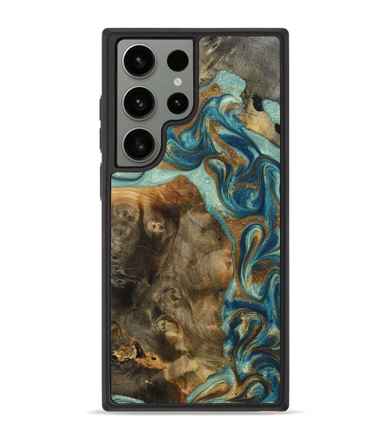 Galaxy S23 Ultra Wood Phone Case - Bowen (Teal & Gold, 798695)