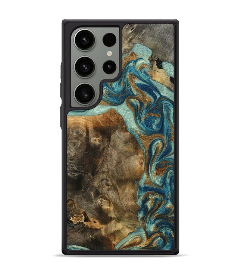 Galaxy S24 Ultra Wood Phone Case - Bowen (Teal & Gold, 798695)
