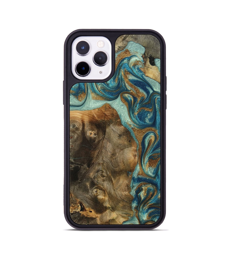 iPhone 11 Pro Wood Phone Case - Bowen (Teal & Gold, 798695)