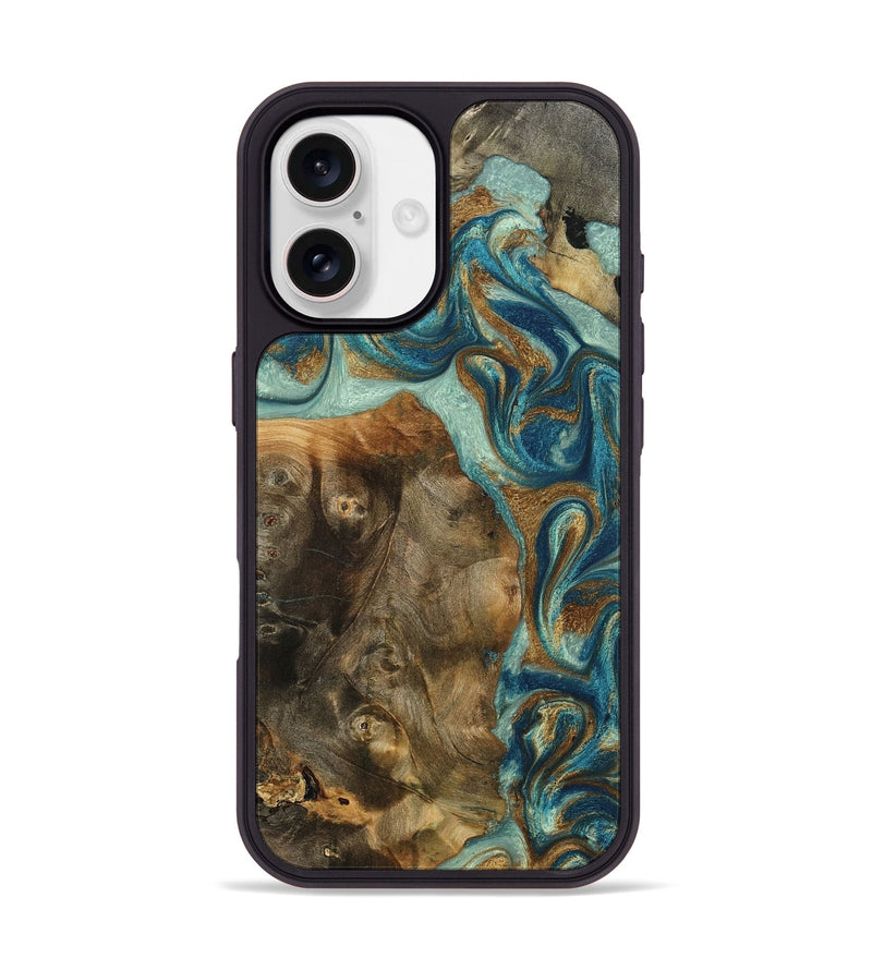 iPhone 17 Wood Phone Case - Bowen (Teal & Gold, 798695)