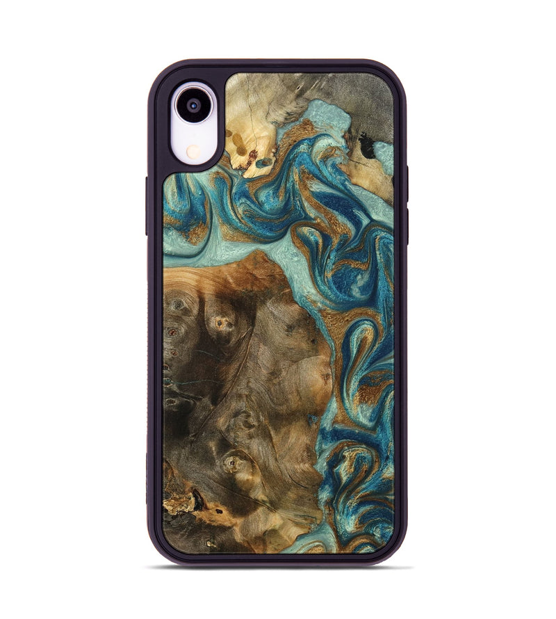iPhone Xr Wood Phone Case - Bowen (Teal & Gold, 798695)