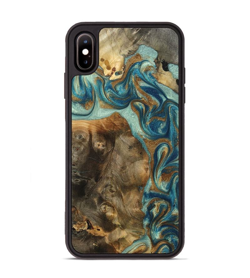 iPhone Xs Max Wood Phone Case - Bowen (Teal & Gold, 798695)