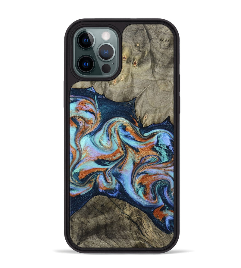 iPhone 12 Pro Max Wood Phone Case - Helena (Teal & Gold, 798697)