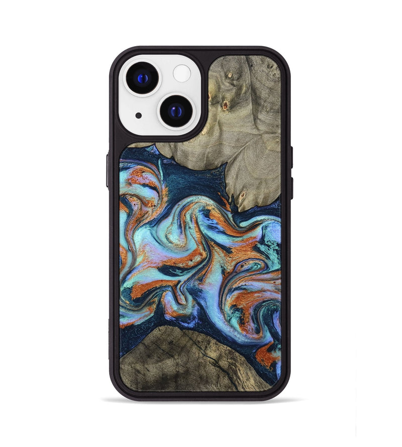 iPhone 13 Wood Phone Case - Helena (Teal & Gold, 798697)