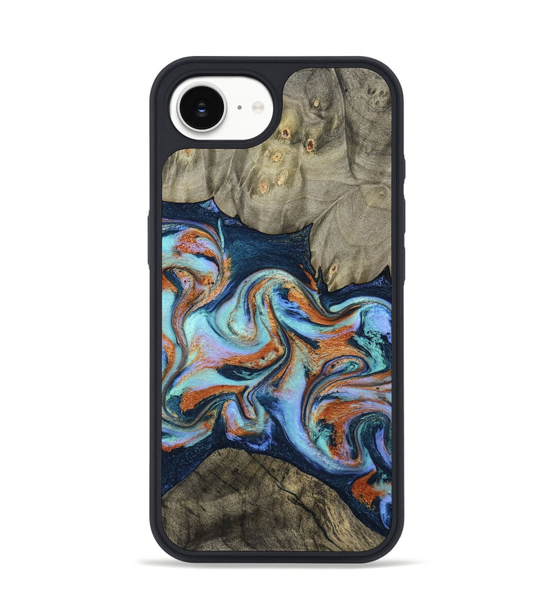 iPhone 16e Wood Phone Case - Helena (Teal & Gold, 798697)