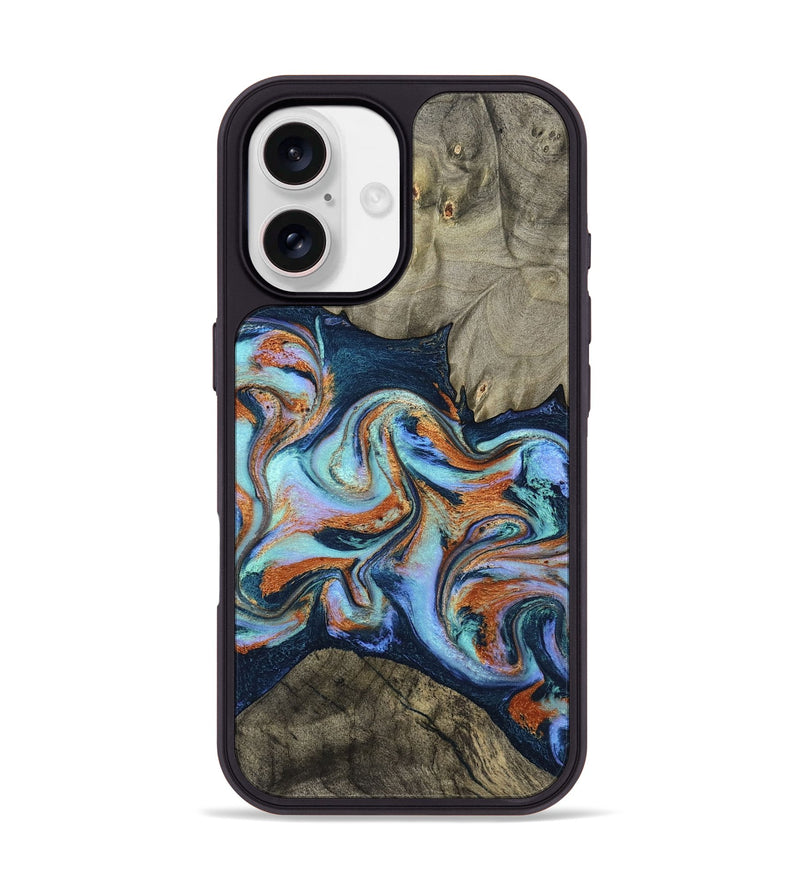 iPhone 17 Wood Phone Case - Helena (Teal & Gold, 798697)