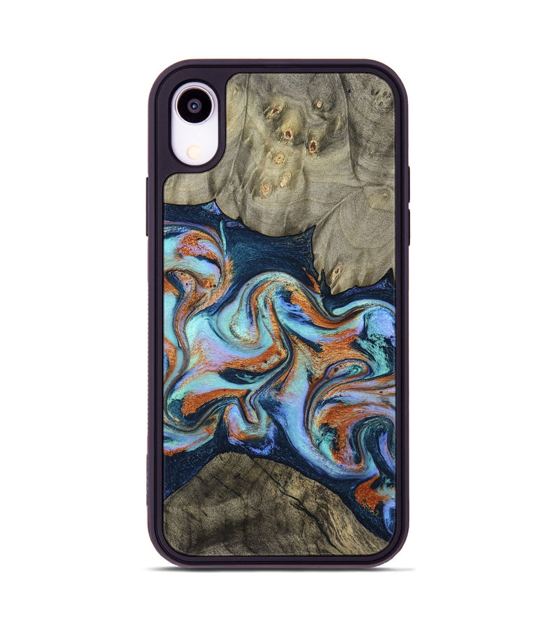 iPhone Xr Wood Phone Case - Helena (Teal & Gold, 798697)
