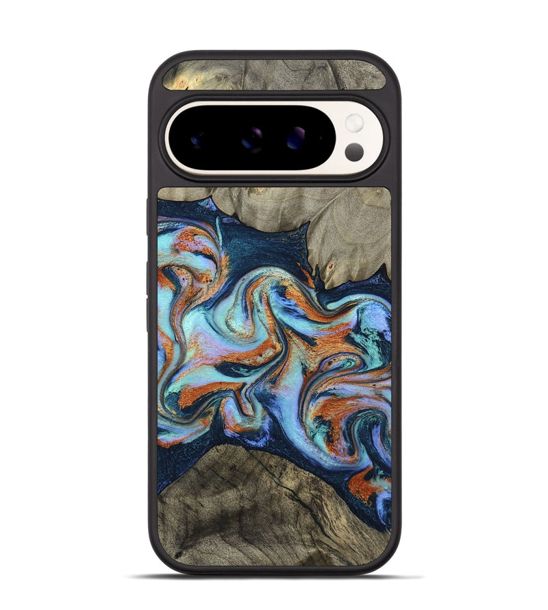 Pixel 9 Pro Wood Phone Case - Helena (Teal & Gold, 798697)