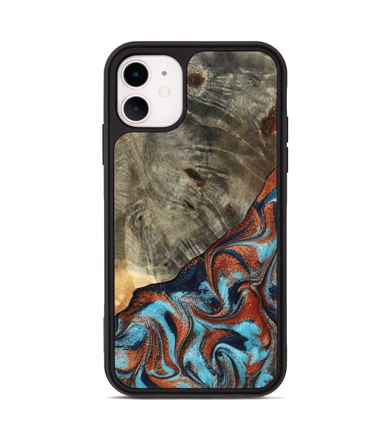 iPhone 11 Wood Phone Case - Mckayla (Teal & Gold, 798698)