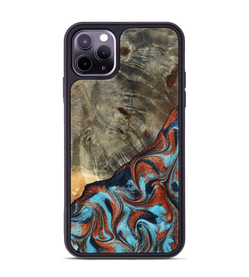 iPhone 11 Pro Max Wood Phone Case - Mckayla (Teal & Gold, 798698)