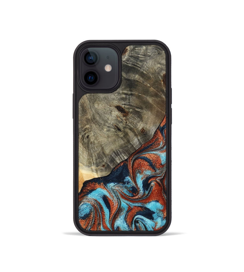 iPhone 12 mini Wood Phone Case - Mckayla (Teal & Gold, 798698)