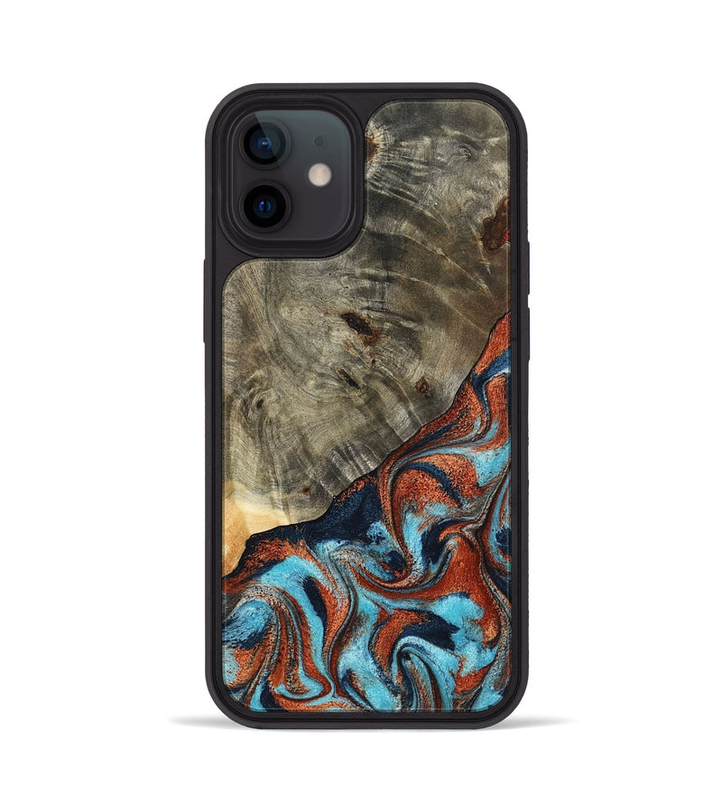 iPhone 12 Wood Phone Case - Mckayla (Teal & Gold, 798698)