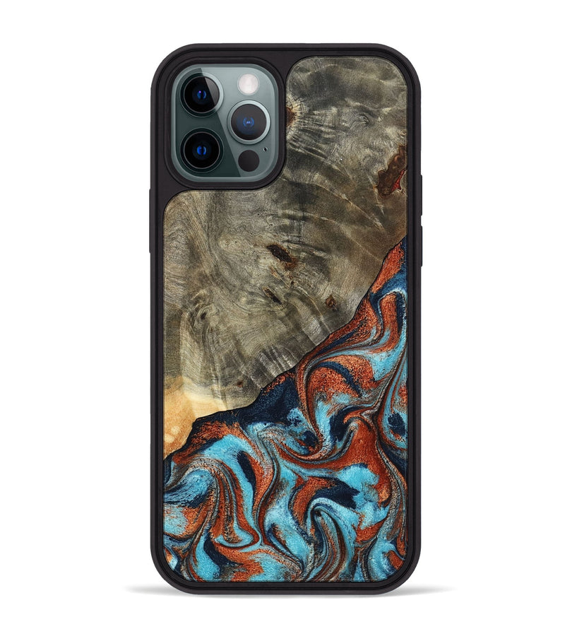 iPhone 12 Pro Max Wood Phone Case - Mckayla (Teal & Gold, 798698)