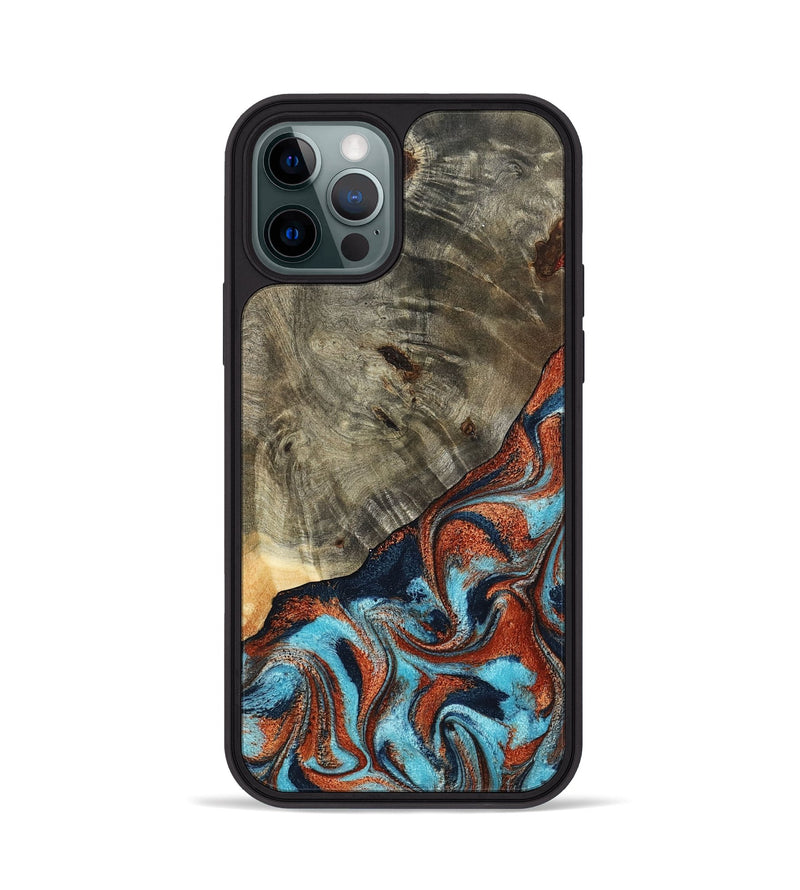 iPhone 12 Pro Wood Phone Case - Mckayla (Teal & Gold, 798698)
