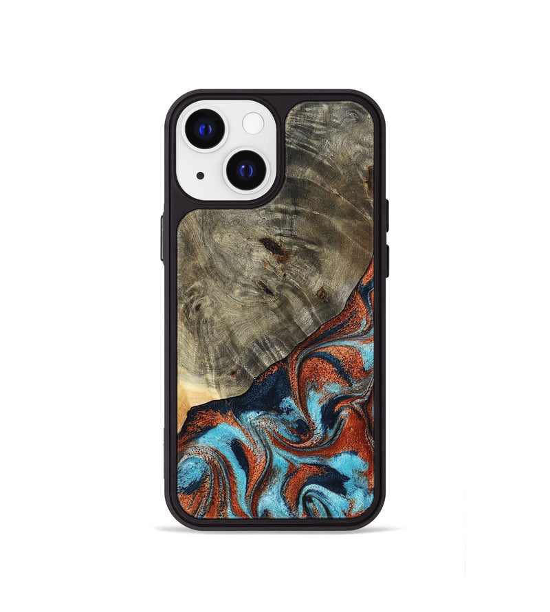 iPhone 13 mini Wood Phone Case - Mckayla (Teal & Gold, 798698)
